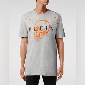 PHILIPP PLEIN GREY SKULL T SHIRT